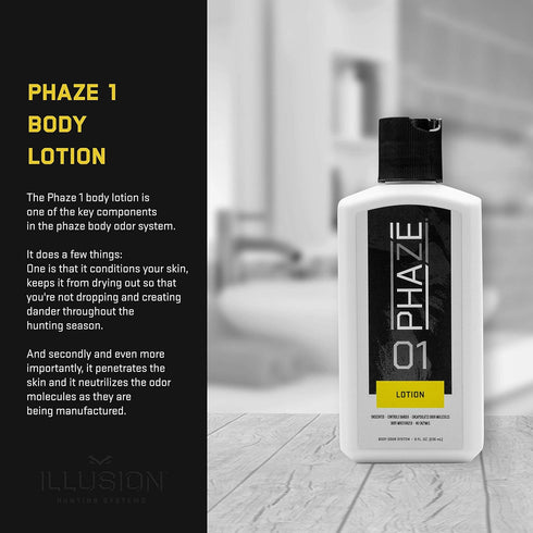 #1 8oz. Scent Control Body Lotion | PhaZe Body Odor System by Illusion | Deer Hunters Scent Control | Scent Elimination