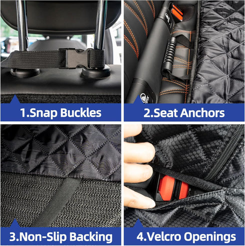 Dog Seat Cover for Back Seat, Waterproof Car Bench Seat Covers for Cars, Trucks & SUVs (Black, 52"x48")