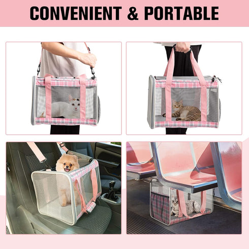 EXPAWLORER Cat Carrier Large, Soft-Sided Top Load Travel Carrier for Medium Cats Under 25, Airline Approved