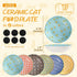 Ceramic Cat Bowls Cat Dishes - Floral Series Colorful Cat Bowl Set of 6 - Cat Feeding Bowls with Non Slip Mat - 5.75" Shallow Wide Cat Food Plate Whisker Friendly - Microwave Dishwasher Safe - 8.5 oz