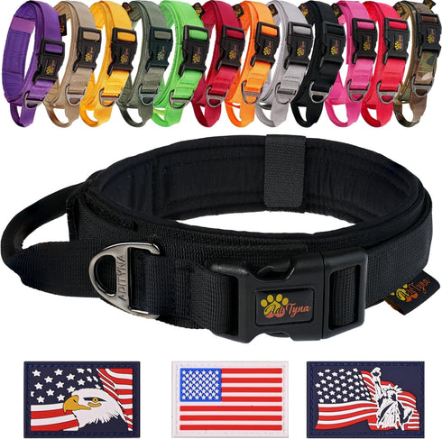 ADITYNA Tactical Dog Collar for Large Dogs - Soft Padded, Heavy Duty, Adjustable Black Collar