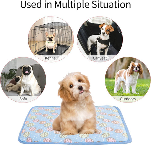 NACOCO Pet Cooling Mat for Cats and Dogs, Comfortable Soft Cushion Pad for Summer (L, Blue)