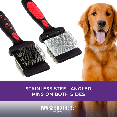 Ryan's Pet Supplies Paw Brothers Double Sided Soft Flex Slicker Brush, Professional Grade, Small