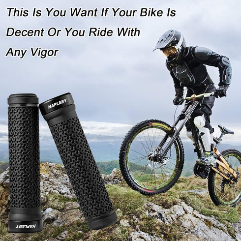 Hapleby Premium Bike Handlebar Grips - Single/Double Lock-on with Anti-Slip, Includes Allen Wrench 2PCS (Classic)