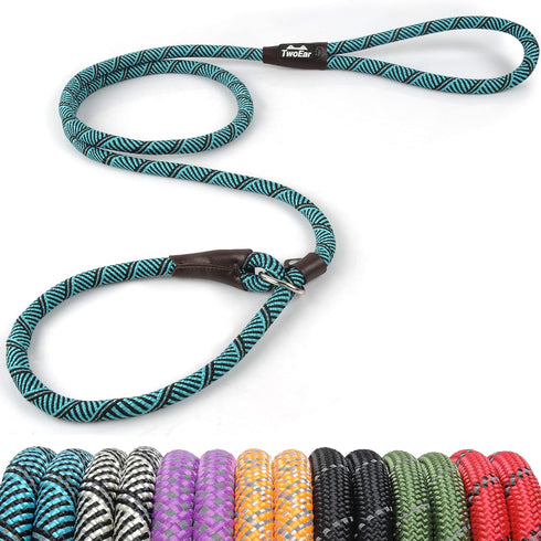 TwoEar Dog Leash Slip Lead - 1/2" x 6FT Reflective Durable Training Leash for Medium & Large Dogs, Blue