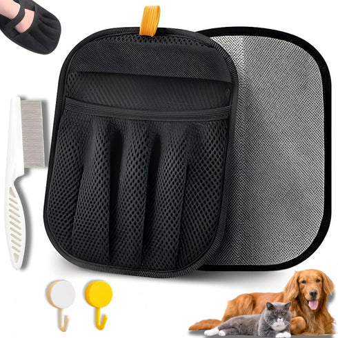 Pet Hair Removal Gloves for Cats & Dogs 2 Gloves, 2 Hangers