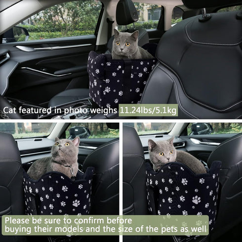 15 lbs Cullaby Center Console Dog Car Seat Safe Travel for Small Dogs Under Detachable Washable Pet Carrier