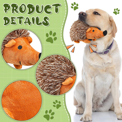 Funtery 4 Pcs Hedgehog Squeaky Dog Toy, Soft Animal Plush Hedgehog Chew Toy for Aggressive Chewers, 7.87 Inches