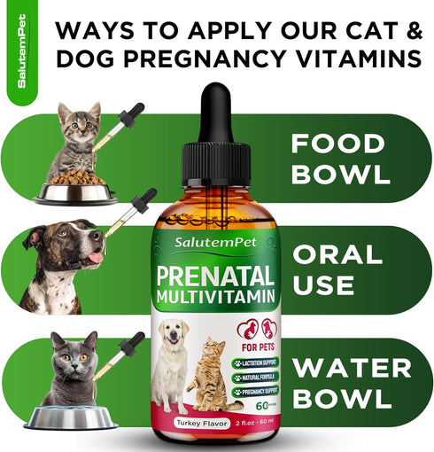 Dog Prenatal Vitamins, Supplies for Pregnant Cats, Vitamins for Dogs and Cats, 2 oz