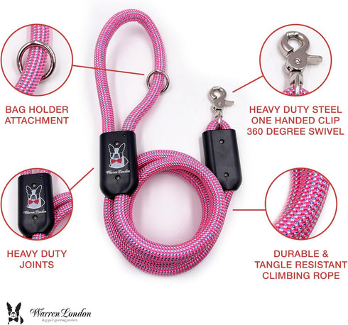 Warren London Climbing Rope Dog Leash; 5ft Length with Reflective Options, Ergonomic Grip for Small Medium Large Dogs