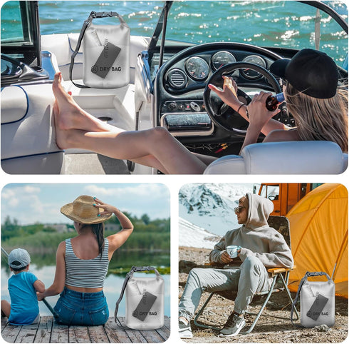 Waterproof Dry Bag - Roll Top Transparent Storage Bag 2L/5L/10L/20L for Traveling, Swimming, Kayaking