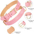 Soft Padded Leather Dog Collar for Small Medium Large Dogs, Durable & Comfortable with Heavy Duty Gold Buckle, Pink, S