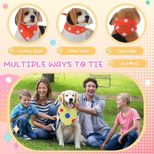 100 Sweetude Pcs Polka Dot Dog Bandanas Bulk Dog Triangle Scarf Pet Bibs Adjustable Cat Outfit Washable Cat Accessories