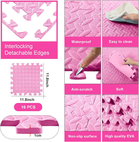 Nursery(11.8 11.8 Inch,Light Shihanee Foam Floor Tiles Foam Floor Mats Play Mats Bulk with Borders Interlocking