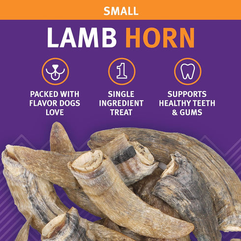 Icelandic+ Lamb Horn with Marrow - Small 4-5.5" Dog Chew, All-Natural Edible Treat for Puppies and Small Dogs