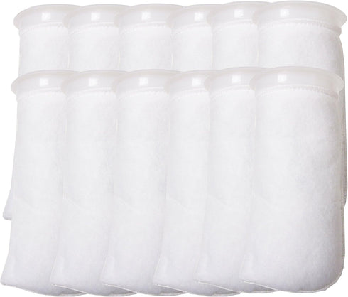 12 Pack - 4 Inch Ring Filter Socks 200 Micron, Aquarium Felt Filter Bags (Short Version)