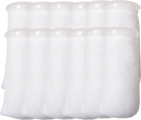 12 Pack - 4 Inch Ring Filter Socks 200 Micron, Aquarium Felt Filter Bags (Short Version)