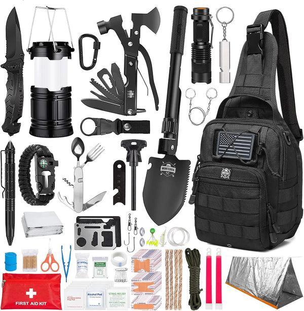 Survival Kit - 265 Pcs First Aid Kit, Bug Out Bag, Emergency Outdoor Gear, Molle System, Camping Accessories