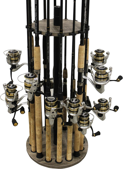 Rush Creek Creations Round Spinning Fishing Rod Holder for 16 Poles, Fishing Gear and Accessories | Fishing Rod Rack