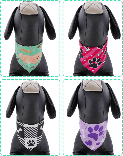 100 Pack PET SHOW XL Dog Bandanas Bulk No Stitching for Extra Large Dogs Washable Paw Print Scarf Triangle Bibs