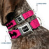 Buckle-Down Seatbelt Buckle Dog Collar - Bat Signal-3 Fuchsia/Black/Fuchsia - 1.5" Wide, Fits 16-23" Neck, Medium