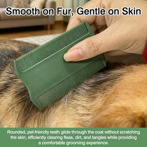 Attkryy 6-Piece Set Double-Sided Dog Cat Grooming Comb for Short Hair, Flea Removal and Daily Coat Care