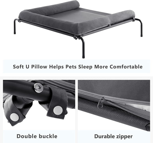 Cooling Elevated Dog Bed for Large Dogs, Portable Indoor Outdoor Raised Bed with Breathable Mesh, Chew Proof Hammock