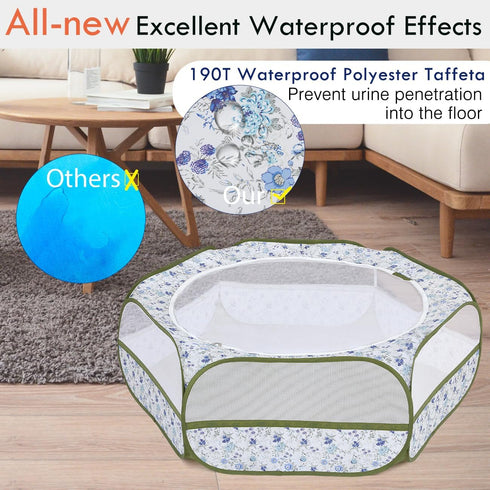 3 Pawaboo Small Animals Playpen, Waterproof Small Pet Cage Tent with Zippered Cover, Portable Outdoor Yard Fence