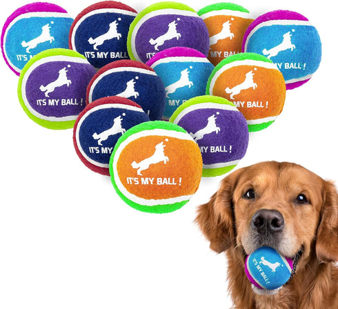 EXPAWLORER Squeaky Tennis Balls for Dogs, 12 Pack High Elastic Durable Balls for Aggressive Chewers
