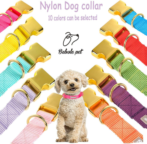 Babole Nylon Dog Collars - Red for Small Puppy Dog, 13 Colors, Adjustable Soft Comfortable Collars with Safety Metal