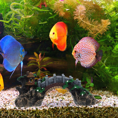 Mipcase Fish Tank Bridge Decor, Underwater Bridge Adorn for Aquarium Decoration, Botanical Reptile Decor