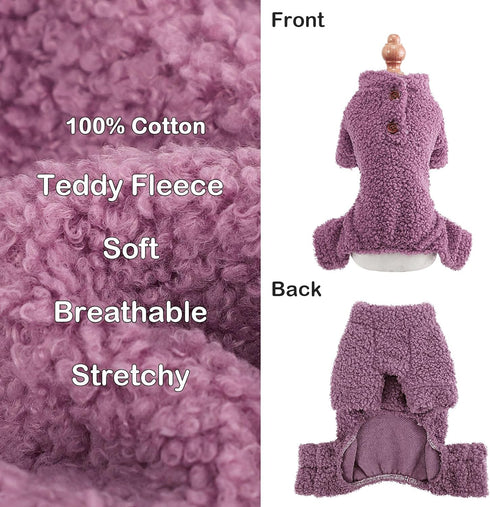 Small Dog Sweater, Fleece Puppy Jammies for Small Dog Girl Boy, 4 Leg Dog Pjs for Chihuahua Yorkie, Spring Winter Warm