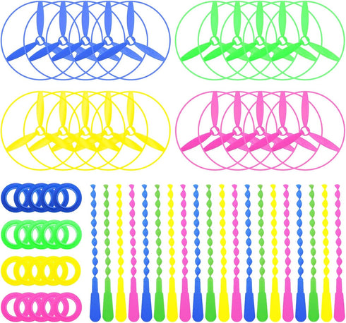 POPLAY 40 Sets Outdoor Toys, Flying Discs, Twist Disc Flyer Saucers with Launchers for Party Favors and Prizes