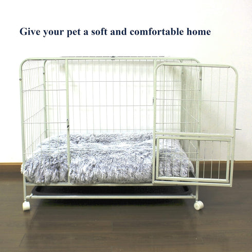 Dog Bed for Medium Small Dogs, Soft Comfortable Mats, Washable Plush Cage Mat, Deluxe Anti-Slip Pet Beds, Grey 36 X 24