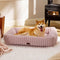 Bedsure Cute Dog Bed for Large Dogs - Washable Furry Puppy Beds, Orthopedic Corduroy Fleece, 36x27x8inches, Blush Pink