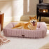 Bedsure Cute Dog Bed for Large Dogs - Washable Furry Puppy Beds, Orthopedic Corduroy Fleece, 36x27x8inches, Blush Pink