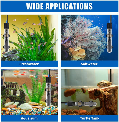 FREESEA 50 Watt Submersible Betta Heater with Aquarium Thermometer