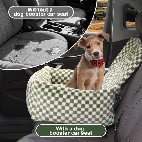 30 lbs(Grid Dog Car Seat for Small Dogs,Medium Dog Car Bed with Detachable Washable Cover,Pet Puppy Booster Cars Seats