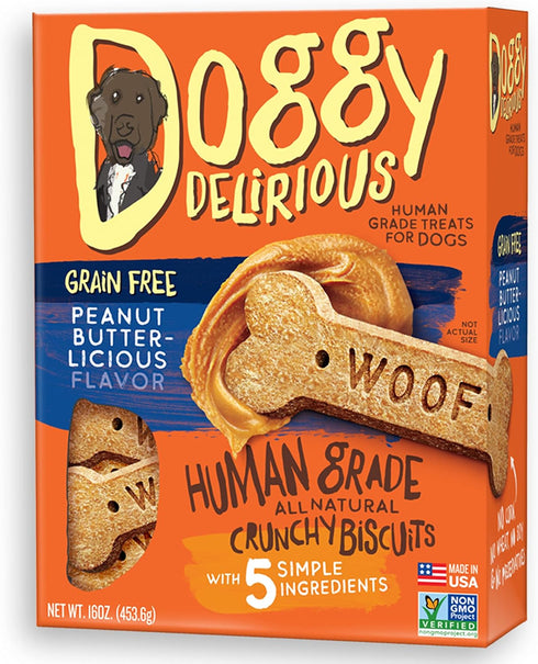Crunchy Dog Treats – All-Natural Puppy Treat, 100% Human-Grade, Grain-Free Peanut Butter, 16 Oz, for All Pet Sizes