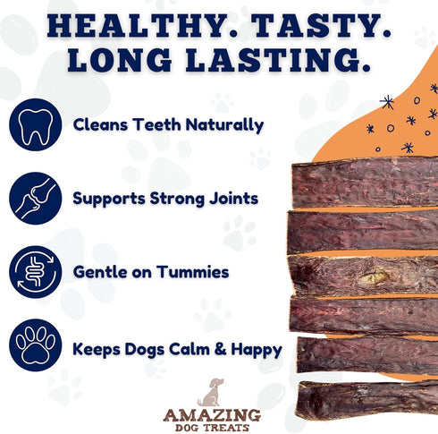 (10-12 Inch 30 Pc/Pack) Amazing Dog Treats - Beef Esophagus Jerky for Dogs - - Gullet Dog Chews