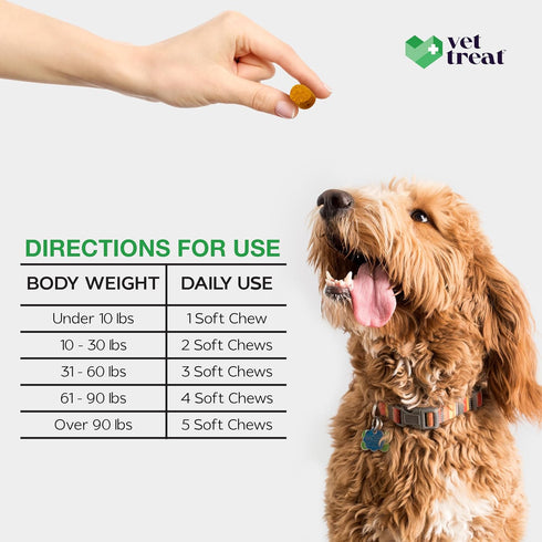 120 Immune VET TREAT Dog Multivitamin Chewable with Glucosamine & Salmon Oil Made USA Puppy & Senior Supplement Chews