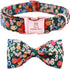 Lionheart Glory Floral Print Dog Collar with Bowtie, Adjustable Soft Collar for X-Small to Large Dogs