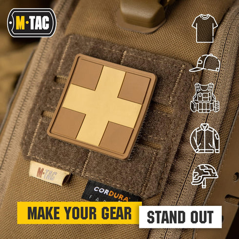 2" 2" M-Tac Tactical Medical Cross Patch - Coyote x PVC Badge for Military Gear
