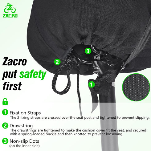 Zacro Bike Seat Cushion, Gel Padded Cover for Men Women, Extra Soft Exercise Bicycle Seat Compatible with Peloton