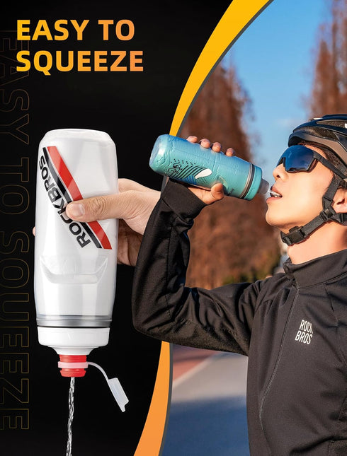 ROCKBROS Bike Water Bottle, 21oz Bicycle Water Bottle with 5hrs Insulation, Leakproof Design for Sports