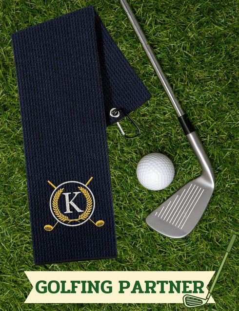 Monogrammed Golf Towels Gift - 16”x 24” Microfiber for Golf Bags, Men Women, National Golf Day, Birthday, Christmas,