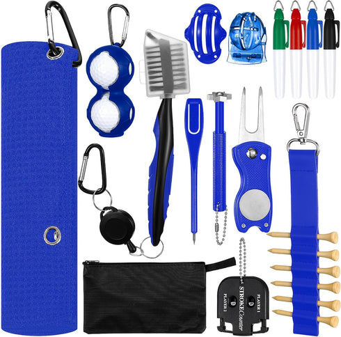 Syhood 21 Pcs Golf Club Cleaning Kit, Golf Accessories, Brush, Towel, Sharpener, Repair Tool, Alignment Kit