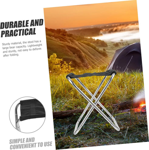 STOBAZA Portable Lightweight Aluminum Folding Stool Ergonomic Compact Bench with Storage Bag for Camping Fishing