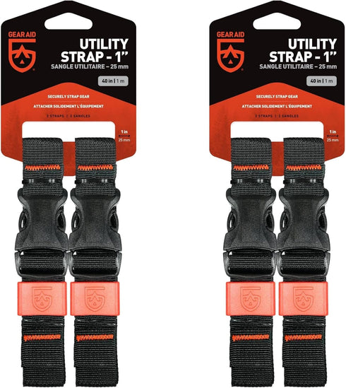 GEAR AID Utility Straps with Side-Release Buckle, Secure and Compress Camping, Biking, Hunting, Boating Gear in