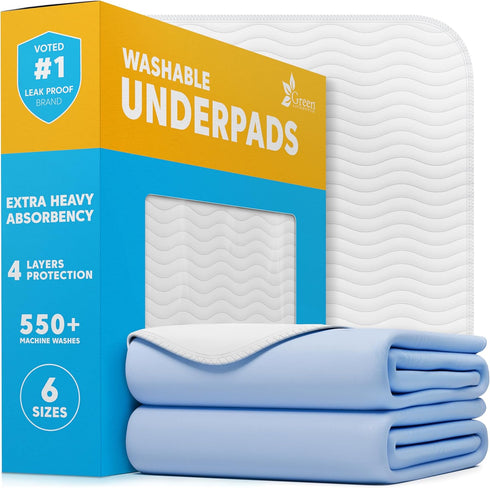 GREEN LIFESTYLE Washable Underpads - Large Bed Pads for use as Incontinence